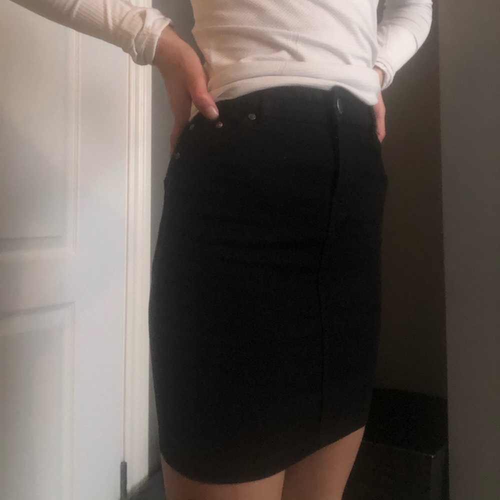 black jean mini-skirt